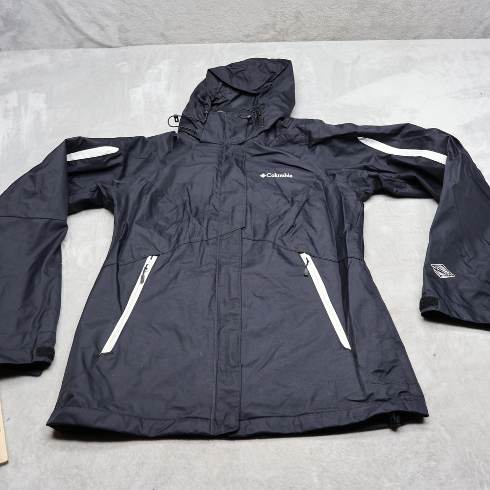 Columbia Jacket Women Small Black Bugaboo Waterproof Wind Rain Hiking 3in1 Shell